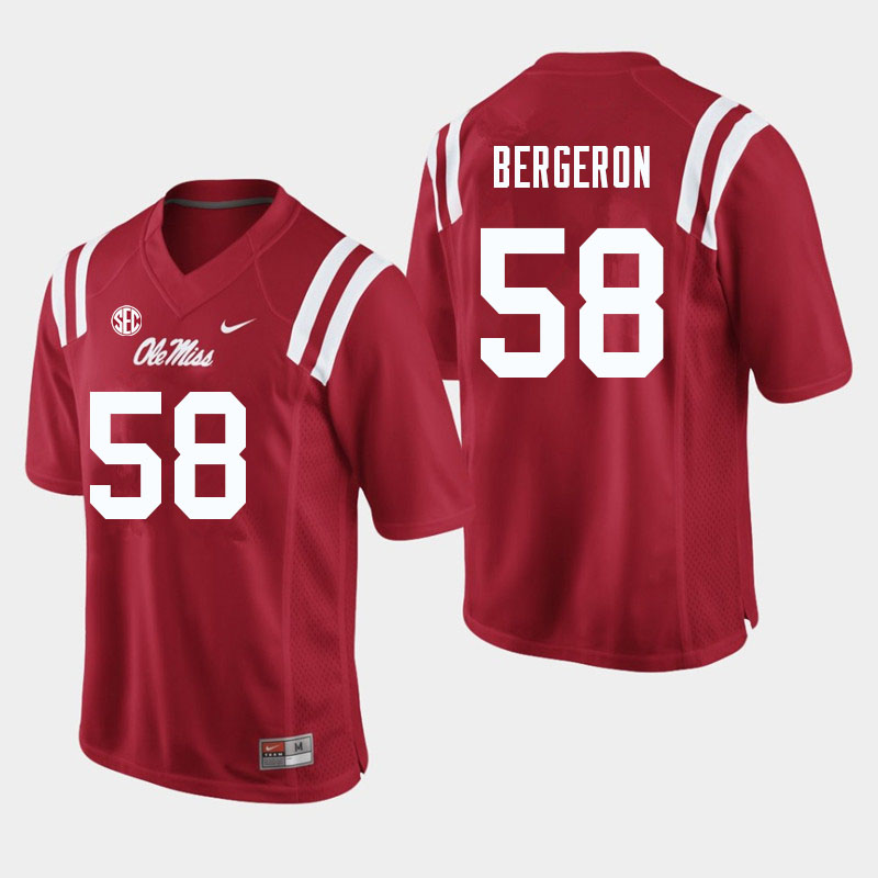 Men #58 John Bergeron Ole Miss Rebels College Football Jerseys Sale-Red